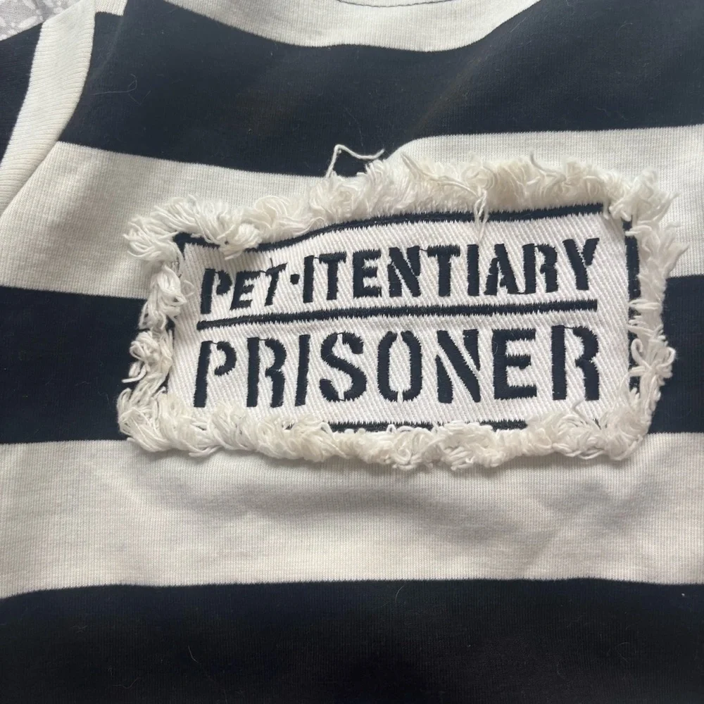 Bootique prisoner pet- ltentiary black white striped Pet Costume Small